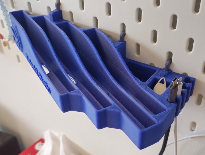 TinkerBit Universal Tablet Dock for IKEA SKÅDIS | Integrated SD Card & Tool Storage | Heavy-Duty Pegboard Stand